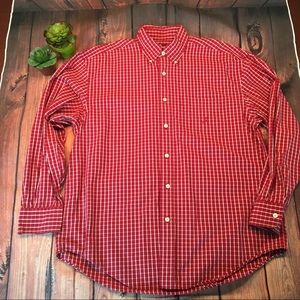 NAUTICA Red & White Checkered Dress Shirt L